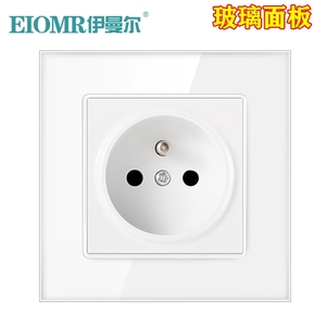 Prise murale encastrée standard française en acier inoxydable avec double USB Type-C et finition blanche en verre - Product Image 4