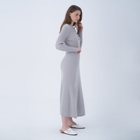 Robe à volants pour femmes, pull à manches longues, tricoté, couleur unie, vêtement grande taille, vente en gros,