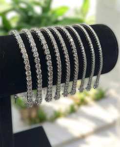 <span class=keywords><strong>Bracciale</strong></span> Tennis SMOB VVS1 in Moissanite 2-4MM, <span class=keywords><strong>Argento</strong></span> <span class=keywords><strong>925</strong></span> Unisex, Testato come Diamante, Design Moderno Classico - Product Image 1