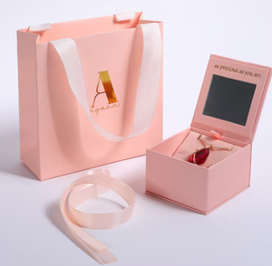 Custom Logo Mirror Jewelry <b>Box</b> Magnetic Flip Design with Velvet Lining for Necklace Ring <b>Earring</b> Wedding <b>Gift</b> <b>Box</b> - Product Image 2