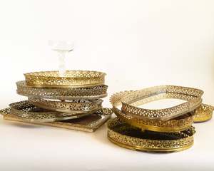 Oval Glass <b>Mirror</b> <b>Gold</b> Serving Tray - Product Image 6