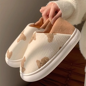 XIXITIAO 2026 Pantuflas para Mujer, Lindas Pantuflas de Algodón con Estampado de Oso, Suela Suave Antideslizante de <span class=keywords><strong>EVA</strong></span>, Pantuflas Casuales de Interior para Primavera - Product Image 2