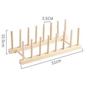 Cross-border wooden kitchen <b>dish</b> rack, cup and bowl drying rack, household water cup and plate draining multi-functional wooden - Product Image 2