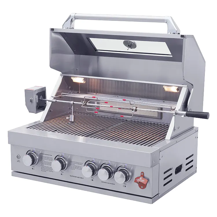 Dễ dàng làm sạch Vườn Nhà Hàng thép không gỉ được xây dựng trong thịt nướng gas BBQ nướng