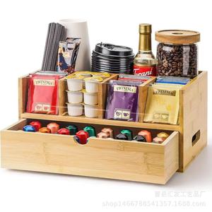 Huifa Wooden <b>Coffee</b> Pod Storage <b>Box</b> Double Layer Organizer With Compartments For Home Use - Product Image 4