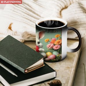 Magic <b>Mug</b> Frosted Black 11oz Ceramic Heat Sensitive Tea Cup <b>Easter</b> Bunny Design - Product Image 3