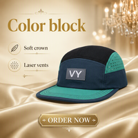 Casquette de course à 5 panneaux avec perforations découpées au laser et logo personnalisé, imperméable, casquette de performance à 5 panneaux