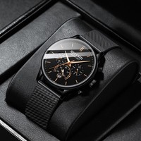 Montre à quartz pour homme Belushi, bracelet en acier, étanche, chronographe, lumineuse, avec affichage analogique