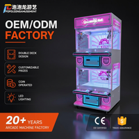 4-in-1 Metall-Klauenkranmaschine mit Doppeldeck, Plüschpreis-Greifer, Neon-LED-Beleuchtung, Digitalanzeige, Lenkrollen, 1 Jahr Garantie