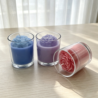 Moderne Blumenförmige Aromatherapie-Sojakerze im Glasgefäß, Sauber Brennend, für Zuhause, Spa, Feiertage, Hochzeit, Valentinstag, Bars, Großhandel