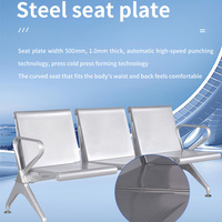 Chaises d'attente 3 places en métal argenté brillant HFYM, design industriel, pour aéroport, banque, réception, mobilier commercial public