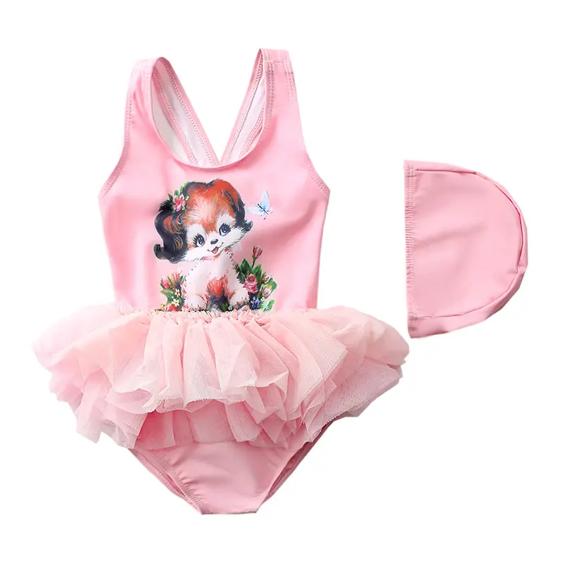 2020 costumi da bagno per bambini cute baby swimwear girls ballerina dress little princess swimwear with hat