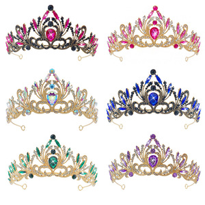 Les nouvelles couronnes de la mode européenne et américaine classique et rétro en alliage strass couronne femmes tempérament élégant accessoire de cheveux - Product Image 1