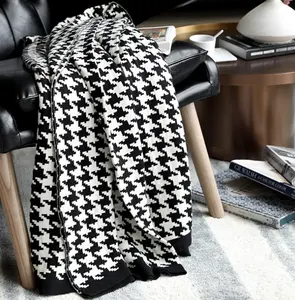 Knitted acrylic Blanket Couch Soft Cozy Classic Throw Blanket for Sofa Reversible Wrap