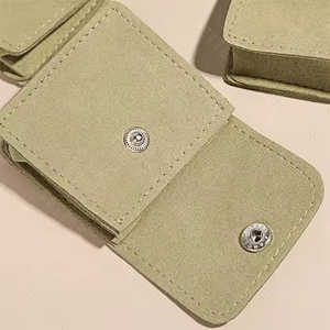 Pochette en microfibre verte Logo personnalisé <span class=keywords><strong>1</strong></span> fermeture bouton collier pochette à bijoux - Product Image 5