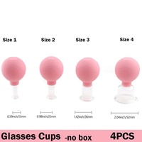 Ensemble de 4 ventouses anti-cellulite pour massage du visage, ventouses faciales, ensemble de ventouses en verre de silicone, thérapie par ventouses simple