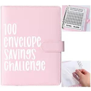 Aangepast Logo Pu Leer 100 Dagen Enveloppen Geldbesparend Uitdagingsboek 100 Envelop Geldbesparing Challenge Budget Binder