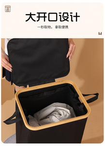 Collapsible Foldable Laundry <b>Basket</b> with Lid and Inner Pocket Multifunctional Storage Bags for <b>Bathroom</b> Use Durable Design - Product Image 2