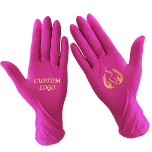 Wholesale Oem Logo Custom Printing Print Tattoo Hotel Food Cleaning Car Barbershop Hair Beauty Salon Pure Nitrile Glove Gloves