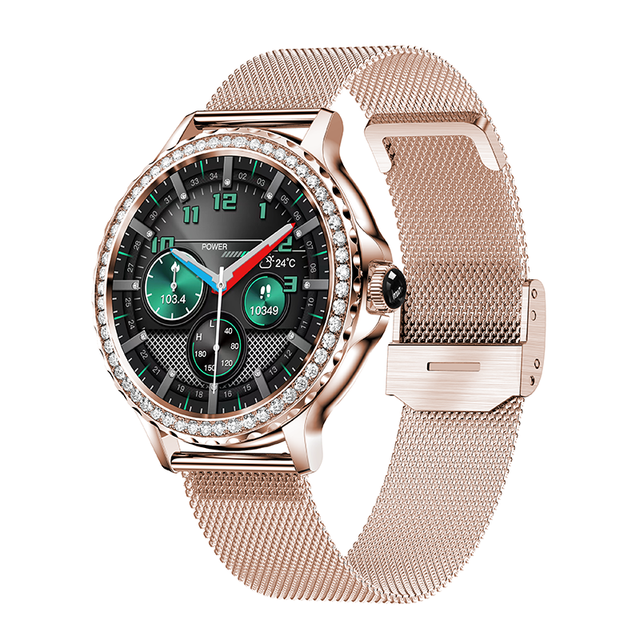 Lady Fitness Smartwatch 1.3 Inch AMOLED Display Stainless Steel Band IP68 Waterproof Standard Sleep Tracker Function-Factory