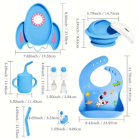 Assiette en silicone personnalisée et étanche pour bébé sans Bpa de qualité alimentaire sur le thème des astronautes ensemble de vaisselle cuillère bol vente en gros