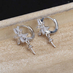 Support de boucles d'oreilles en argent S925 fait main, accessoires de bricolage, support vide à fond plat pour perles de 12,5 mm et coquillages, taille 25 mm - Product Image 2