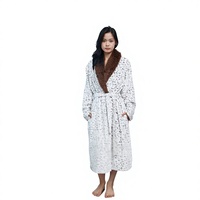 Robe longue pour femme à imprimé léopard avec col en fourrure, 100% polyester polaire, séchage rapide, confortable pour l'hiver