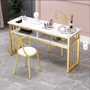 Modern Luxury Tufted Manicure Tables for Beauty Salon <b>Solid</b> <b>Wood</b> Nail Bar <b>Desk</b> With Glass for Workshops - Product Image 2