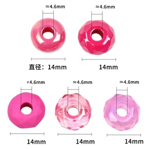 Ventes chaudes Perles en plastique acrylique de grande taille à trous larges de 14 mm, couleurs unies, plaquées or 14 carats, cristal pour la fabrication de bracelets de stylo DIY - Product Image 4