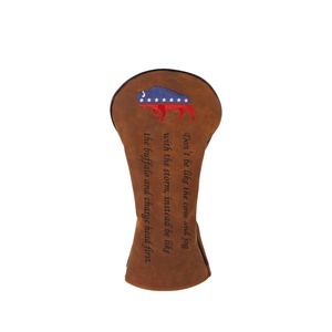 Yopral personnalisé marron en cuir véritable 460CC couvre-chefs <span class=keywords><strong>de</strong></span> pilote logo brodé couvre-chefs <span class=keywords><strong>de</strong></span> club en bois <span class=keywords><strong>de</strong></span> golf - Product Image 2