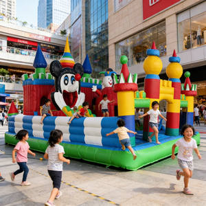 QIQU Château gonflable 3D personnalisé à thème dessin animé, combo d'obstacles ignifuge pour parc, conception Refund - Product Image 1