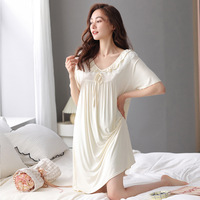 Robe de nuit d'été respirante en modal à manches courtes pour femme, nouvelle collection 2026, sensation haut de gamme, légère