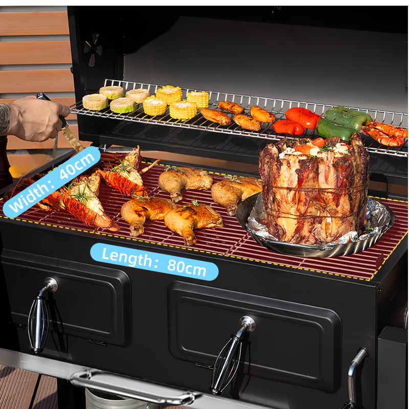 Upgraded SUS304 Charcoal BBQ Grill with Trolley, Adjustable Height