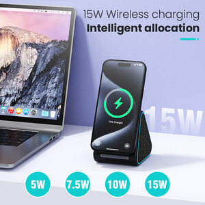 15W Fast Magnetic Wireless Charging Station Integrated Music <strong>Speaker</strong> and <strong>PC</strong> Material Desk Multi-Function with Holder - Product Image 4