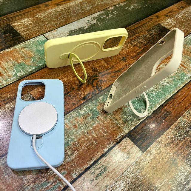 Luxury Liquid Silicone Compatible Magnetic Stand Phone Case Kickstand Protective Cover for Apple for iPhone