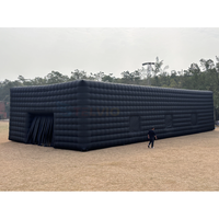 Tente de fête gonflable géante personnalisée portable noire pour plus de 50 personnes, cube de discothèque gonflable Oxford pour mariage, événement