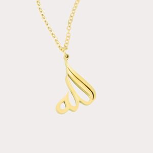 Acero inoxidable islámico oro musulmán <span class=keywords><strong>religión</strong></span> joyería gargantilla espíritu oración árabe Alá caligrafía colgante - Product Image 1