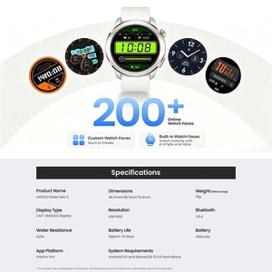 สำหรับ Solar Neo 2 41-43 มม. หน้าจอสัมผัส AMOLED GPS วัดอัตราการเต้นของหัวใจ ตรวจจับการนอนหลับ นาฬิกาปลุก รีโมทคอนโทรล สายรัดข้อมือผ้าสำหรับทุกเพศ - Product Image 6