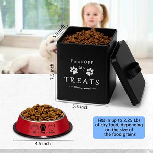 Contenant à friandises pour animaux de compagnie mignon avec ensemble de cuillères seau à nourriture pour chiens avec couvercle et poignée bac de rangement pour animaux de compagnie pour petits chiens chats nourriture sèche fraîche - Product Image 2