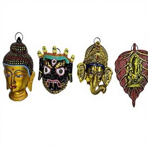 Escultura de Pared de Aleación de Aluminio con Diseño Art déco de Dioses Hindúes Indios, 10 cm, Pintada a Mano - Product Image 1