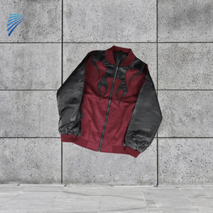 Veste de haute qualité en tissu tendance, couleur contrastée, pour homme, impression personnalisée, col montant, fermeture éclair - Product Image 1