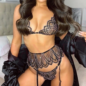 KISS ME ANGEL Sous-vêtements sexy Nouveautés Maille transparente Contraste de couleur Bandage <span class=keywords><strong>Body</strong></span> Lingerie pour femmes Jarretelles Ensembles Léger et fin - Product Image 1