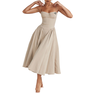 Abito da Sposa a Linea A con Spalline in Tessuto Khaki, Nuovo Design, Stile Dolce, Vita Naturale, Bustier Lavabile - Product Image 2
