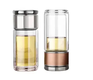 Gobelet en verre à Double paroi avec infuseur en acier inoxydable, bouteille à thé, 2022 ml/300ml, meilleure vente 400