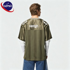QZFSO Custom Oversized Satin Glossy Streetwear Sporty Tee Men Retro V-neck Football Shirt Vintage Blokecore Soccer Jersey - Product Image 2