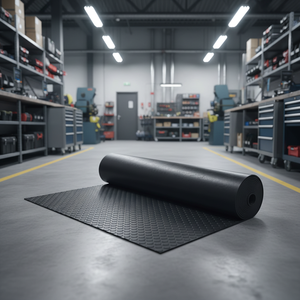 Black rubber flooring <b>mat</b> <b>roll</b> with textured surface for anti slip safety durable use in industrial workshop and commercial - Product Image 3