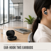 Nouveaux écouteurs sportifs intra-auriculaires avec crochets d'oreille, son stéréo Hi-Fi, écouteurs sans fil True Wireless BT 5.3 TWS Bluetooth