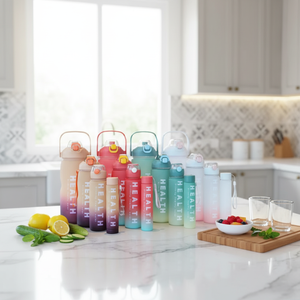 Ensemble de 4 bouteilles d'eau motivantes pour l'été, sans BPA, pour le sport, la remise en forme, la salle de sport et les activités de plein air - Product Image 2