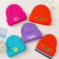 Bonnet tricoté personnalisé avec logo, broderie OEM, étiquette en cuir, haute qualité, confortable, vente en gros, lot en vrac, chapeau d'hiver