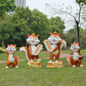 Al Aire Libre jardín de infantes dibujos animados ardilla escultura ventas césped animales adornos fibra de vidrio jardín paisaje Decoración - Product Image 3